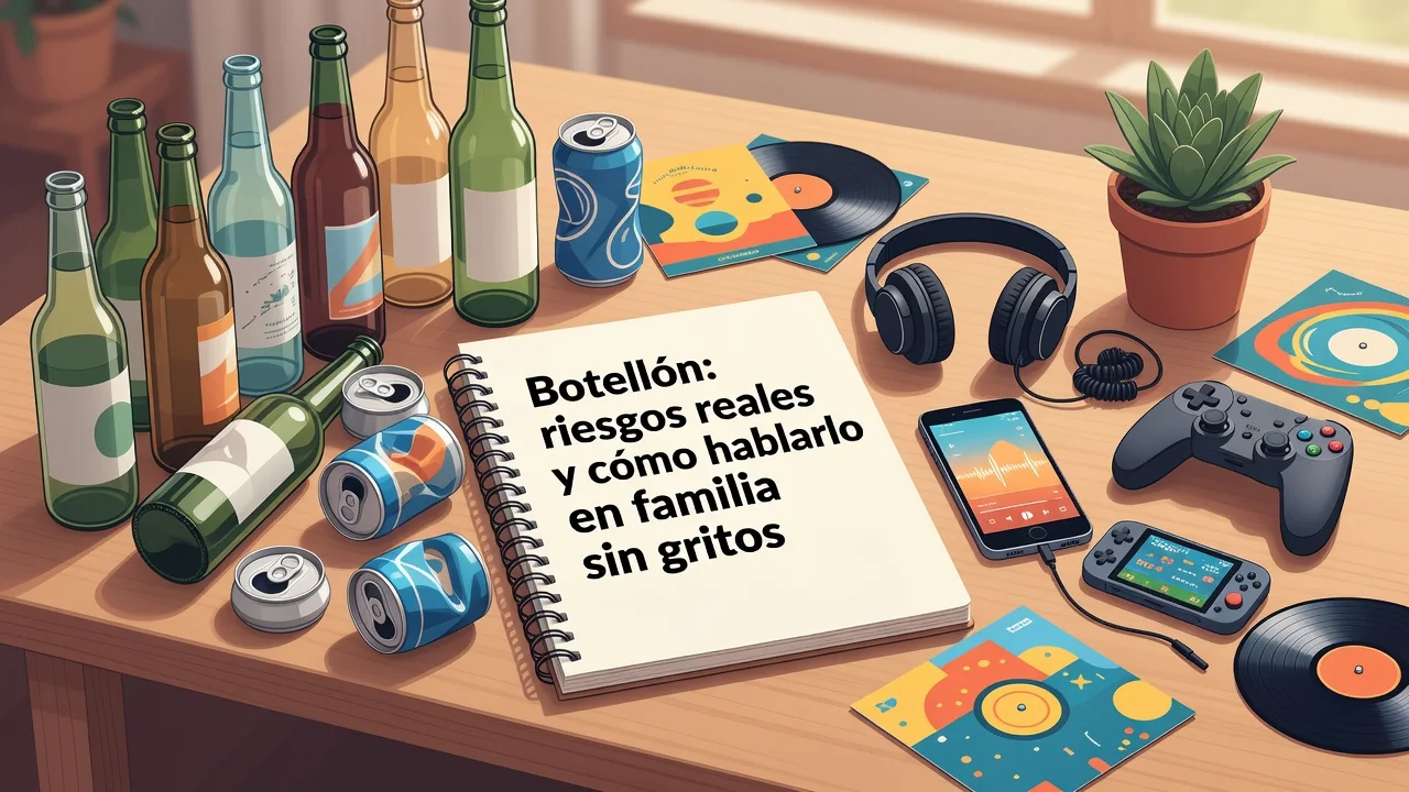 Padre e hija adolescente conversando seriamente en la cocina sobre los riesgos del botellón