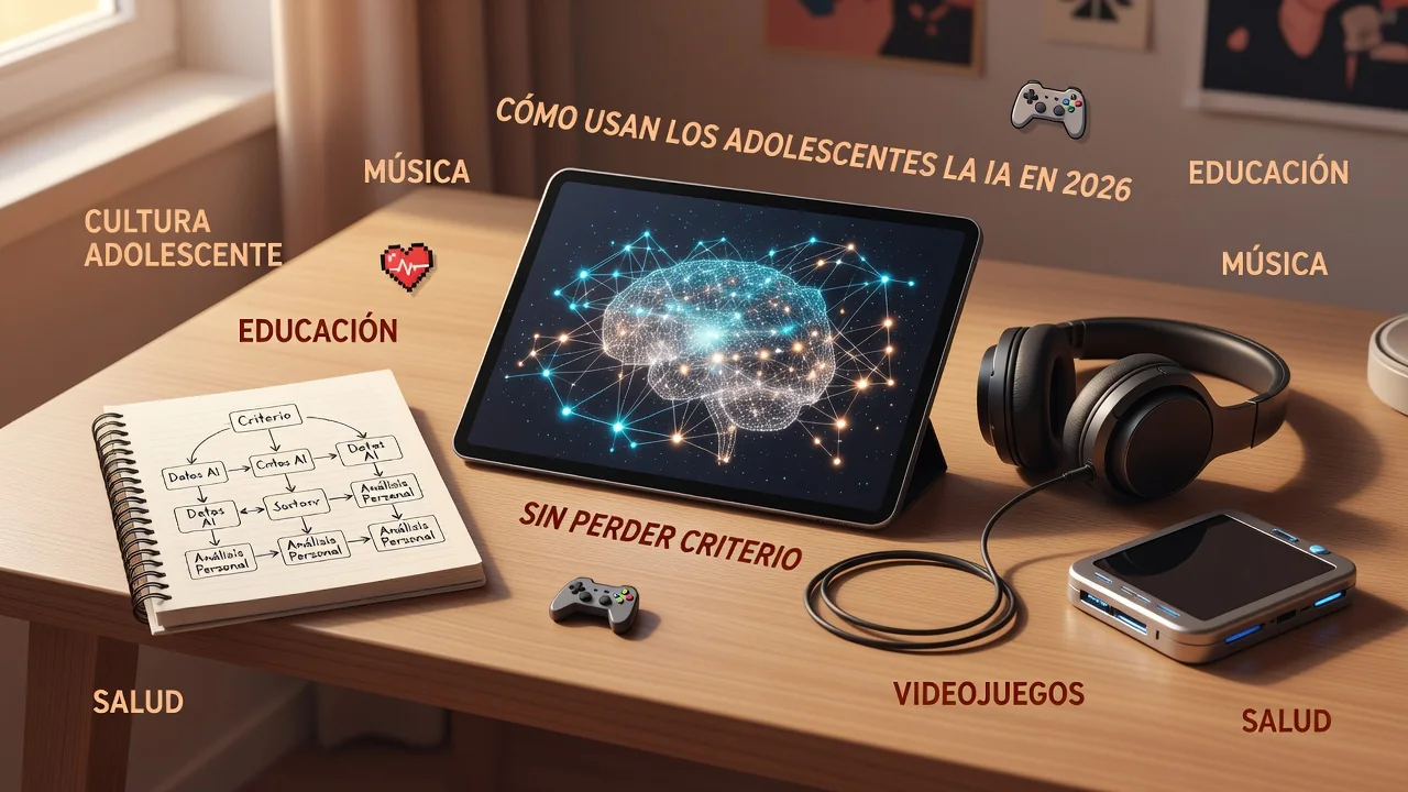 Adolescentes usando inteligencia artificial en un instituto moderno