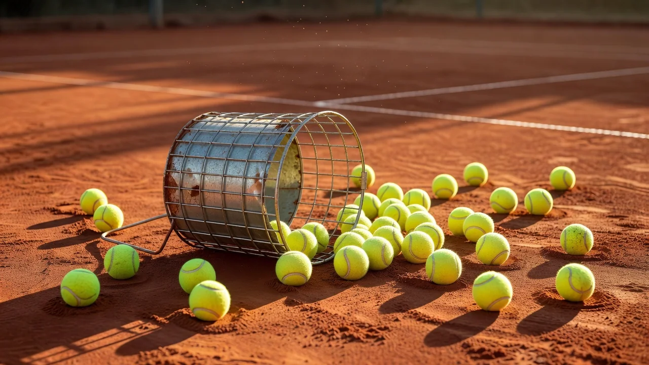 Vista aérea de las instalaciones de pistas de tenis rodeadas de campos y montañas al fondo